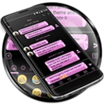 sms messages metallic pink android application logo